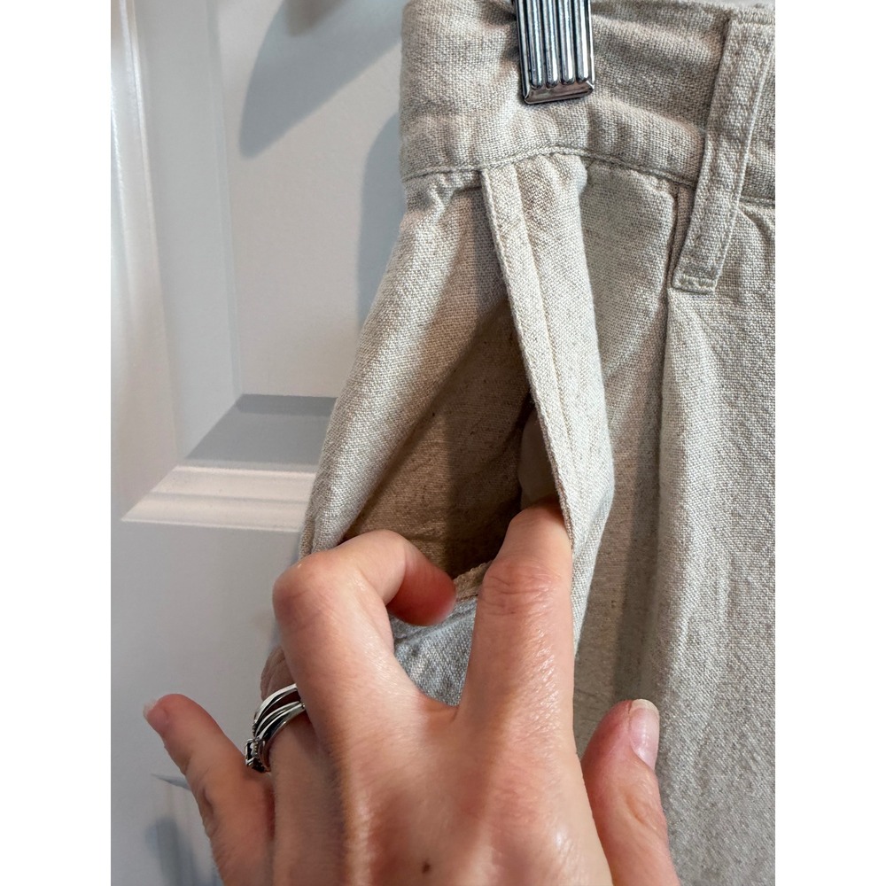 Cotton On Womens Wide Leg Linen Blend Pleated Pants Oatmeal Beige Size 4 trouser - Picture 4 of 9